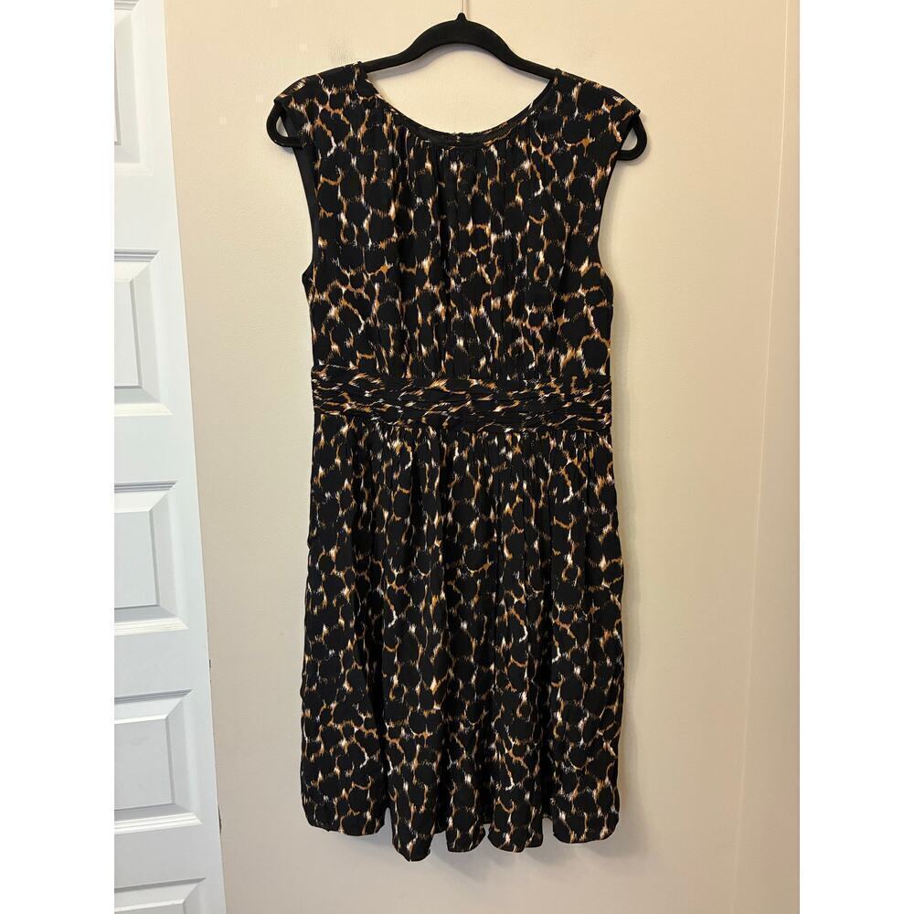 Boden Selina Black Brown Dress Fit & Flare Animal Print Career Cocktail Size 8